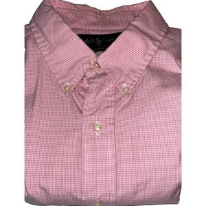 Ralph Lauren Men's Classic Fit Oxford‎ Short Sleeve Shirt XL Pink Microcheck
